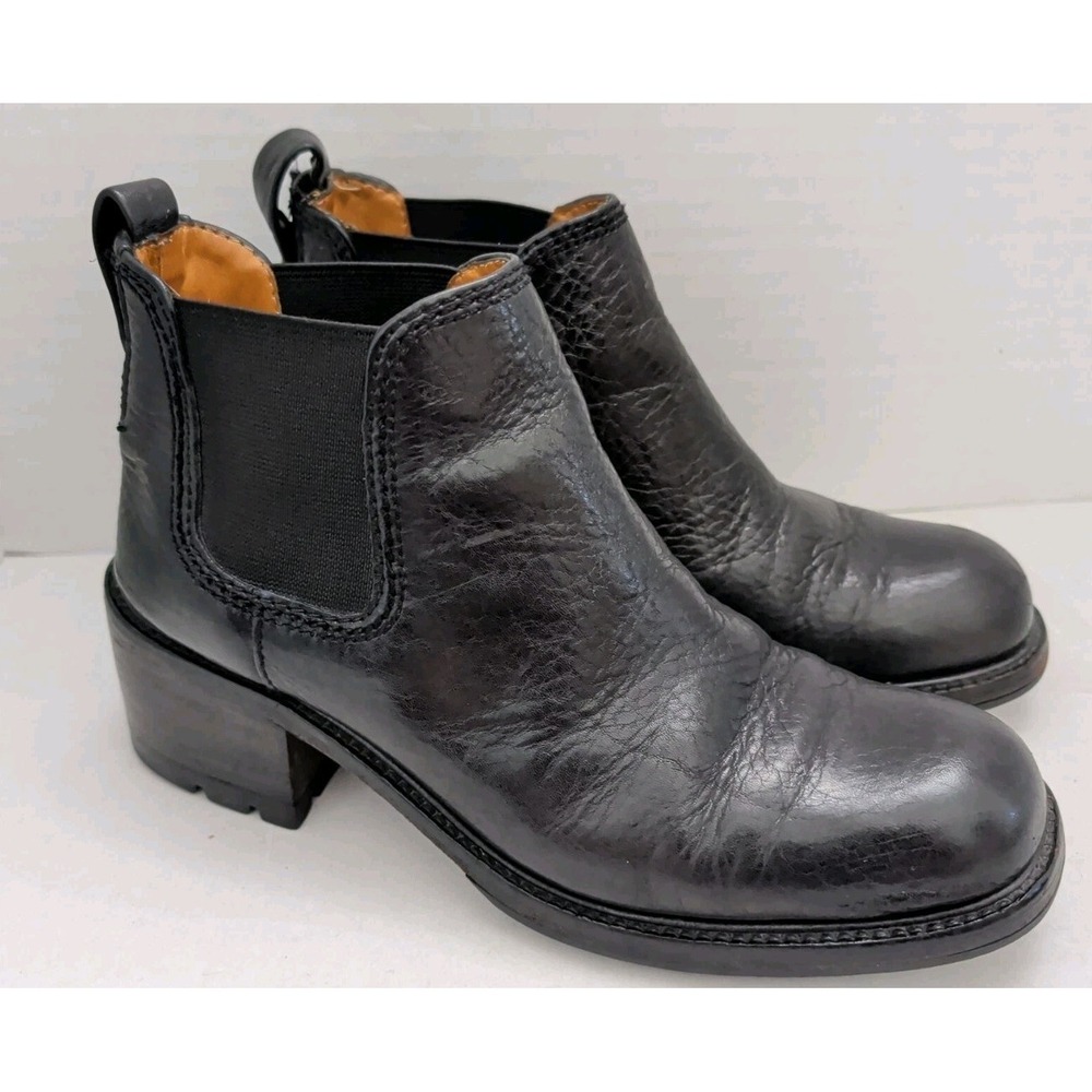 Cole Haan Women Black Leather Stacked Heel Chelsea Ankle Boots Sz 7.5B Brazil